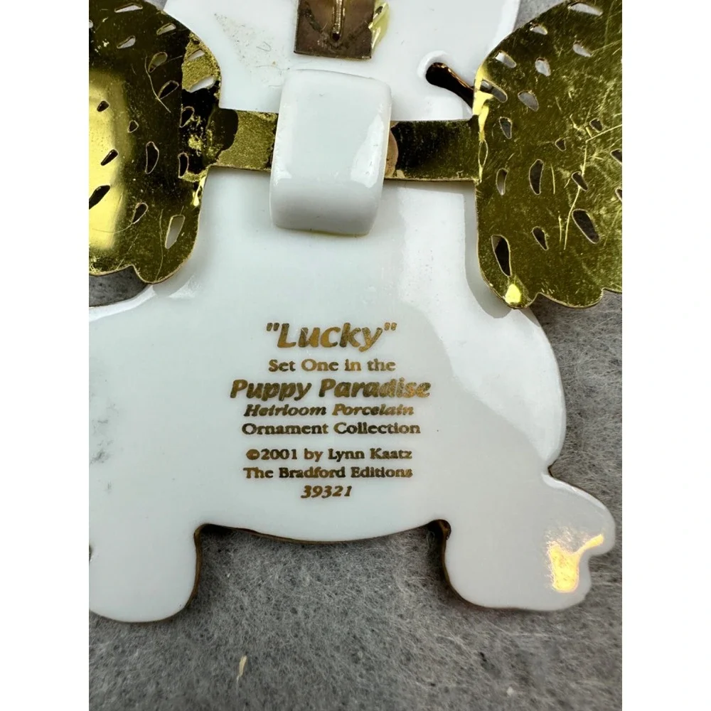 Vtg 2001 Puppy Paradise Ornament from Set 1 Lucky Bradford‎ Editions Lynn Kaatz